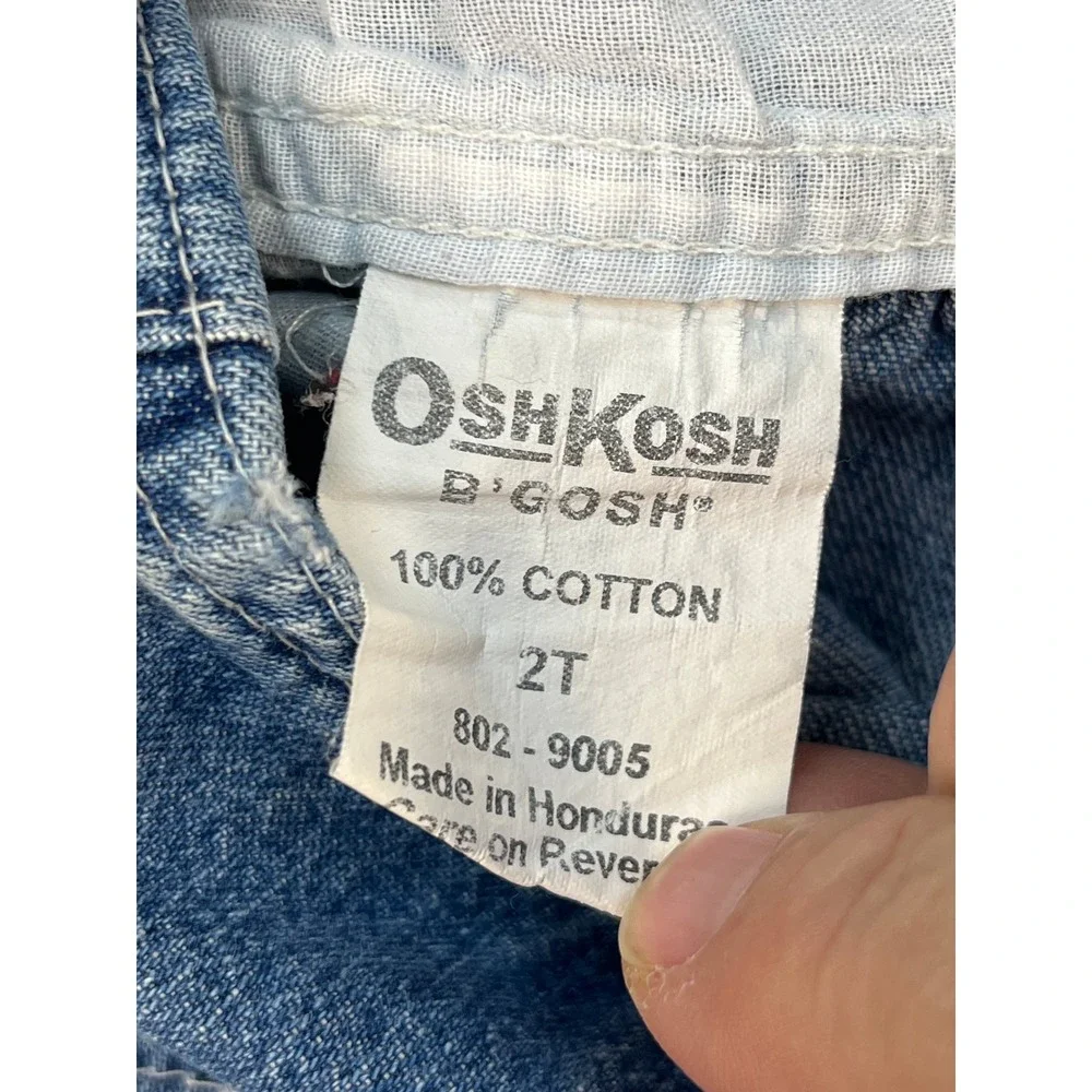 OshKosh Bgosh Vintage Style Denim Overalls Medium Wash Snap Inseam Kids 2T
